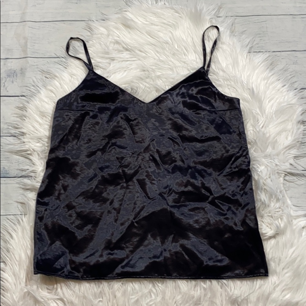 COS Navy Shimmer V Neck Tank cami sz 2 xs